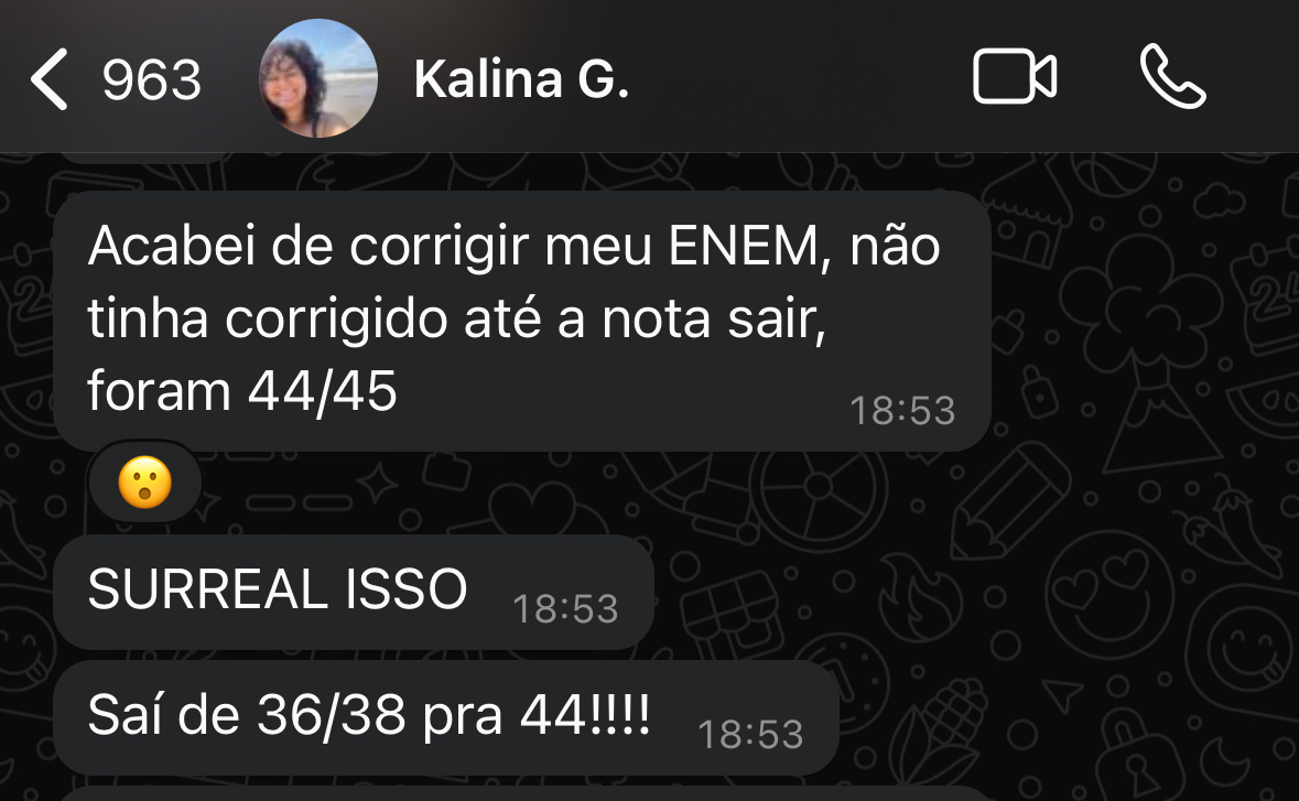 Kalina G. — 44/45 em humanas no ENEM
