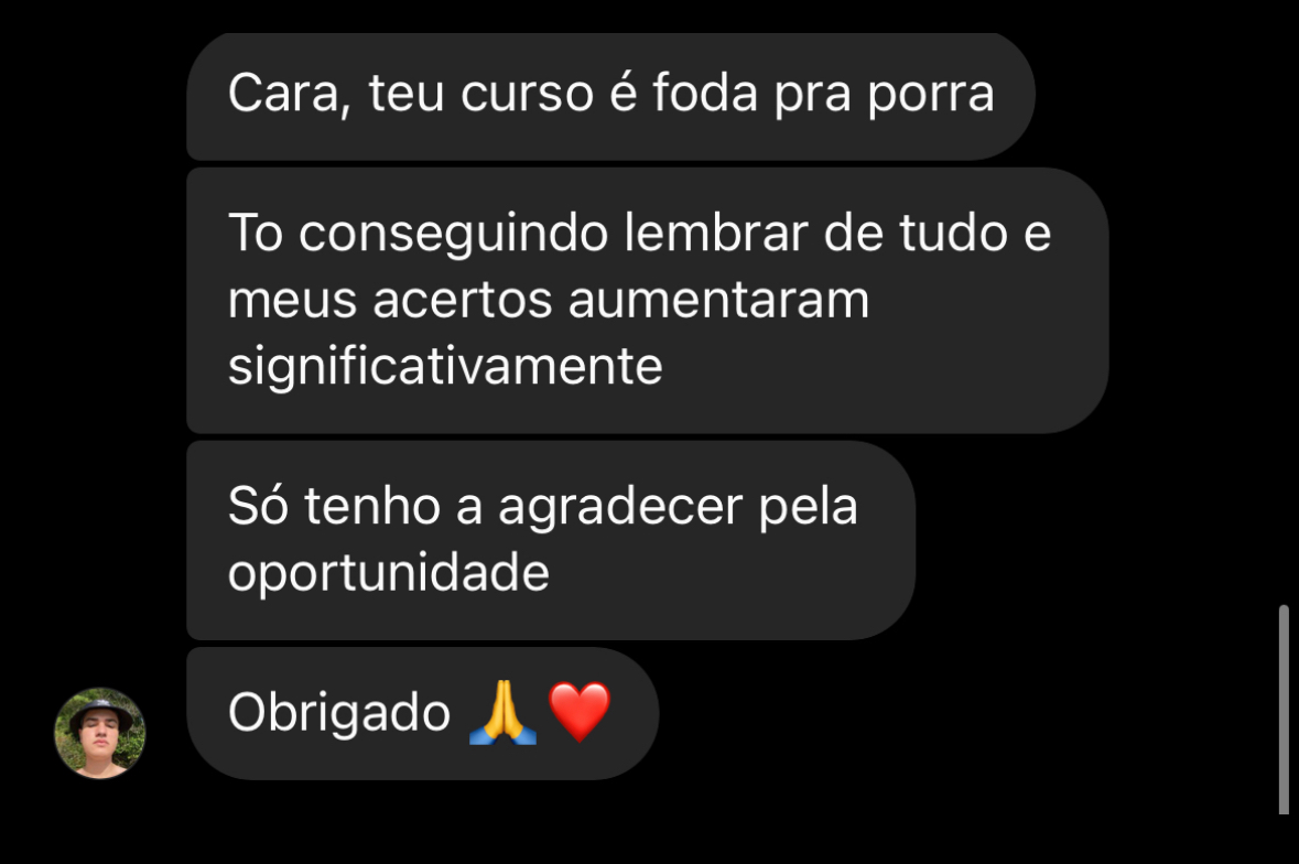 Aluno aprovado — depoimento sobre o curso