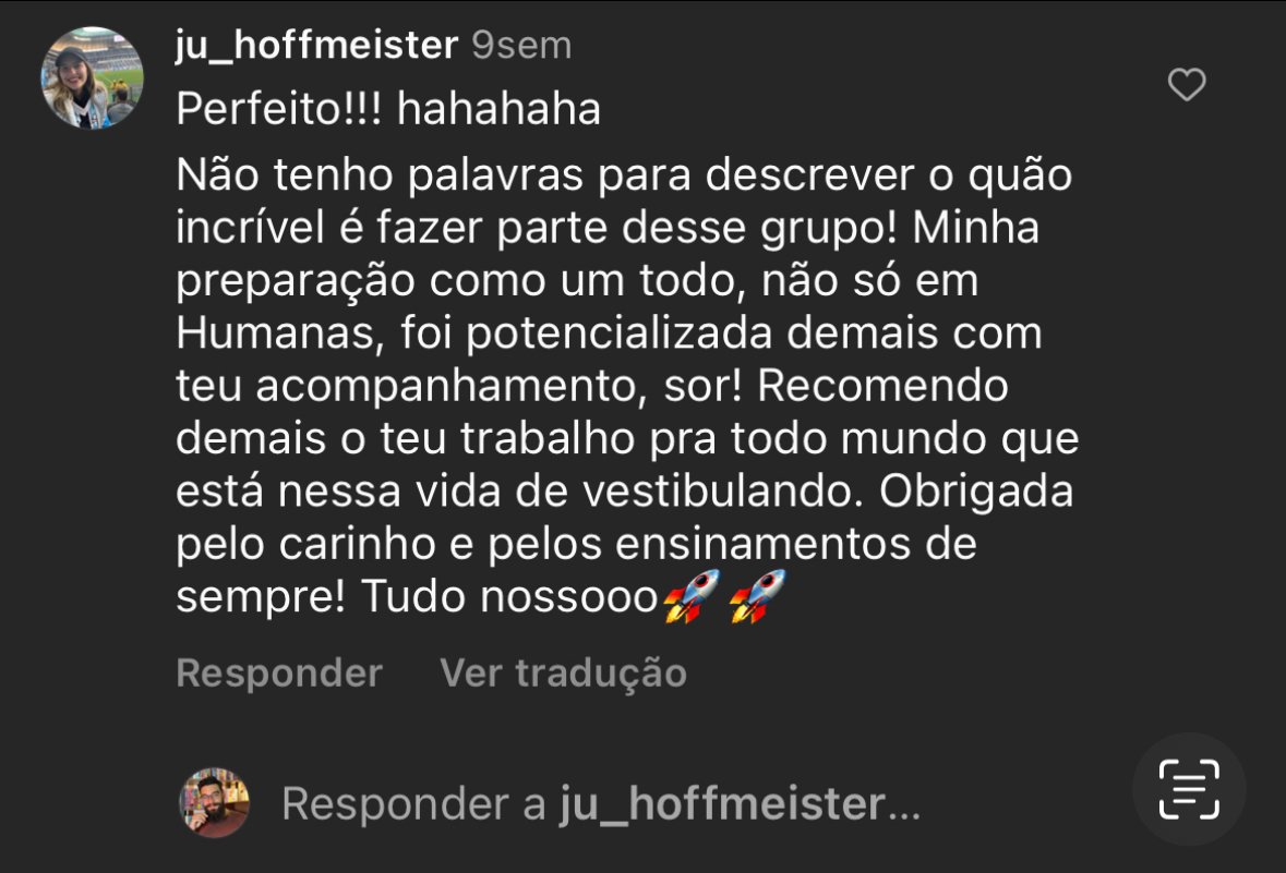 Aluno aprovado — depoimento sobre o curso