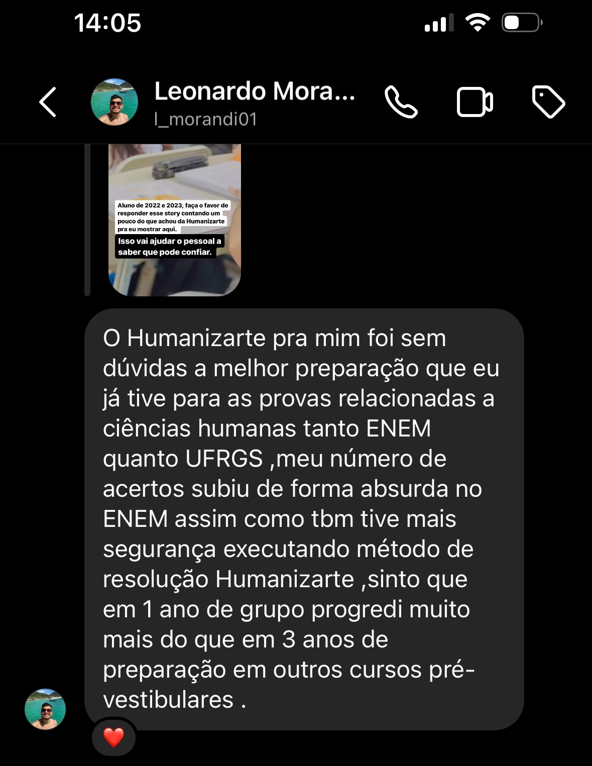 Aluno aprovado — depoimento sobre o curso